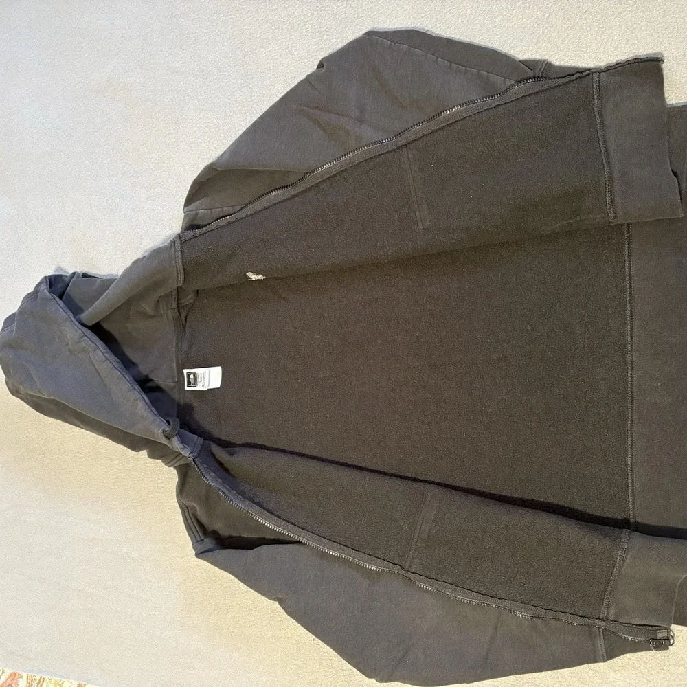 North Face Hoodie Mens XL Black Full Zip Streetwear Distressed Grunge Skater